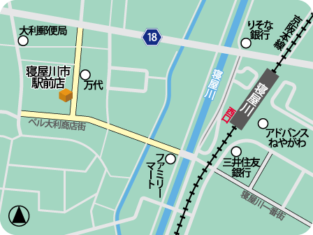 寝屋川市駅前店MAP