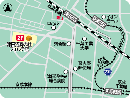 津田沼奏の杜フォルテ店MAP